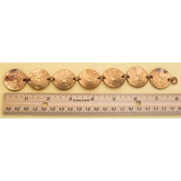 Vintage Gold Tone Coin Bracelet 8 Inches i11 - Picture 3 of 3